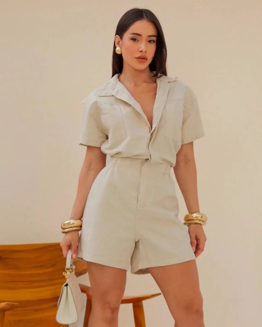 Women's Short Linen Jumpsuit
