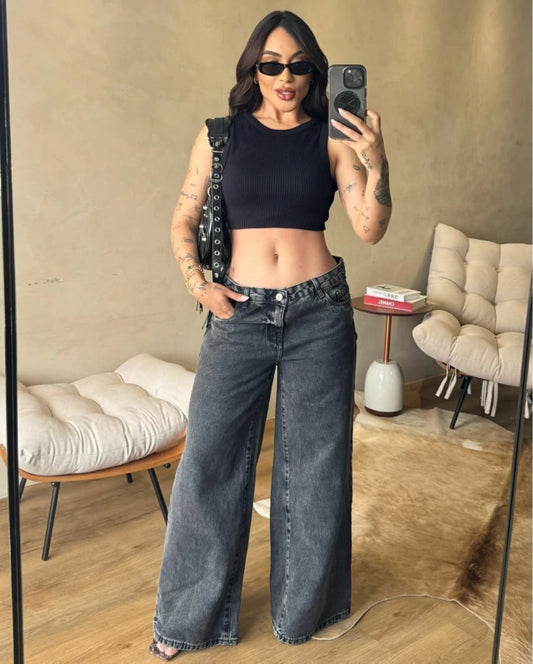 Women's Wide Leg Relaxed Low Waist Vintage Jeans